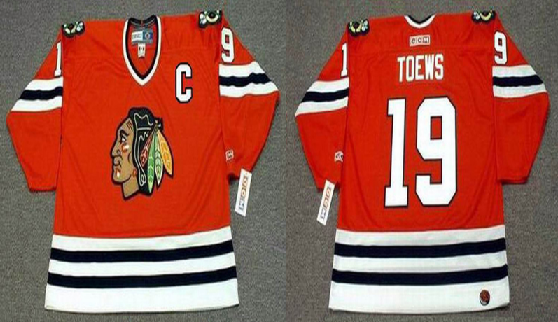 2019 Men Chicago Blackhawks 19 Toews red style 2 CCM NHL jerseys